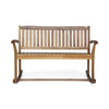 Outdoor Rocking Loveseat Bench 50 Inch Natural Brown Acacia Wood BM325986