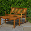 Outdoor Rocking Loveseat Bench, 50 Inch, Natural Brown Acacia Wood