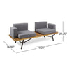 Outdoor 2 Seater Sofa Attached Center Slatted Table Black Iron Legs BM325987