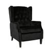 Octa Manual Recliner Chair Button Tufted Wingback Design Black Velvet BM325988