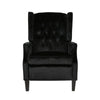 Octa Manual Recliner Chair Button Tufted Wingback Design Black Velvet BM325988