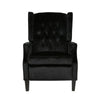 Octa Manual Recliner Chair, Button Tufted Wingback Design Black Velvet