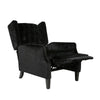 Octa Manual Recliner Chair Button Tufted Wingback Design Black Velvet BM325988