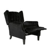 Octa Manual Recliner Chair, Button Tufted Wingback Design Black Velvet