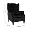 Octa Manual Recliner Chair Button Tufted Wingback Design Black Velvet BM325988