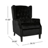 Octa Manual Recliner Chair, Button Tufted Wingback Design Black Velvet