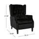 Octa Manual Recliner Chair, Button Tufted Wingback Design Black Velvet
