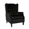 Octa Manual Recliner Chair, Button Tufted Wingback Design Black Velvet