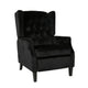 Octa Manual Recliner Chair, Button Tufted Wingback Design Black Velvet