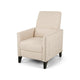 Push Back Manual Recliner Chair, Nailhead Trim Accent, Beige Fabric