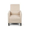 Push Back Manual Recliner Chair, Nailhead Trim Accent, Beige Fabric