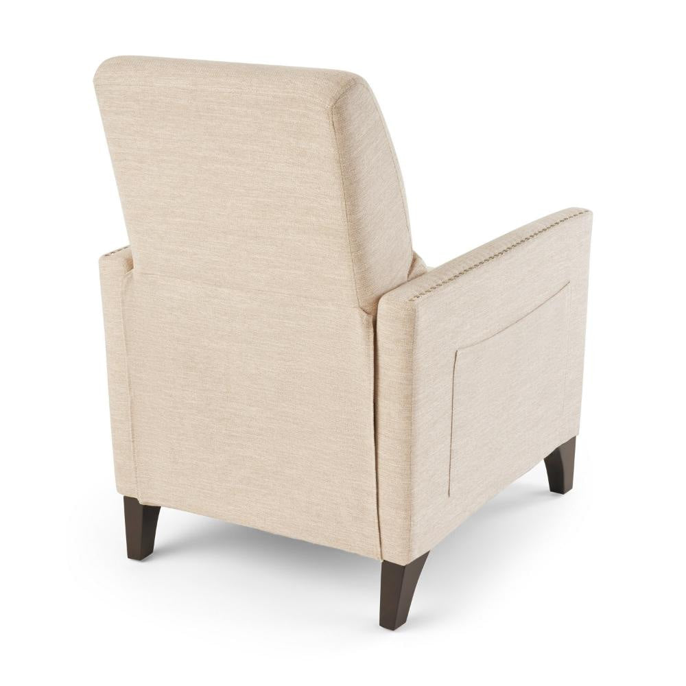 Push Back Manual Recliner Chair Nailhead Trim Accent Beige Fabric BM325989