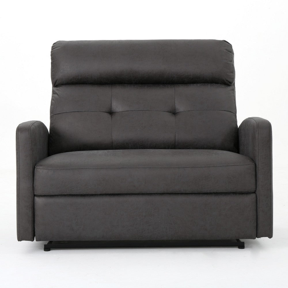 Power Recliner Chair Oversize Wide Seat Tufted Slate Gray Microfiber BM325991