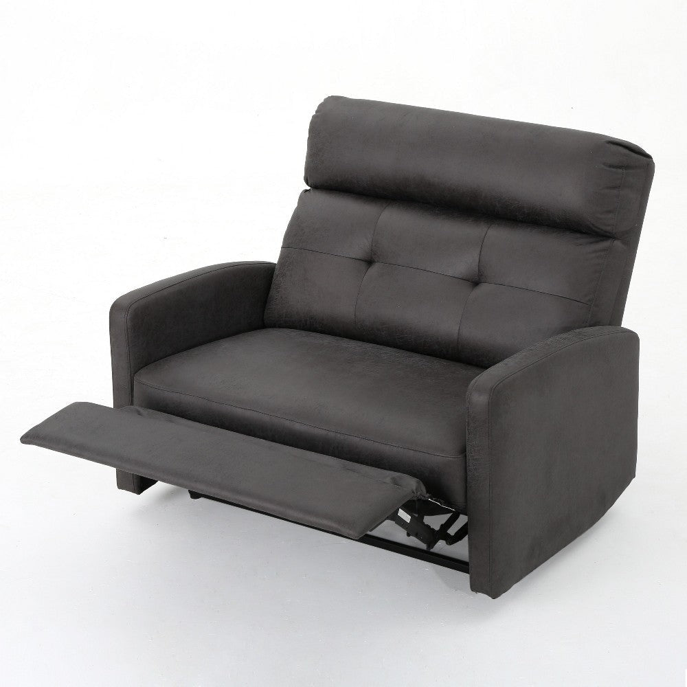 Power Recliner Chair Oversize Wide Seat Tufted Slate Gray Microfiber BM325991