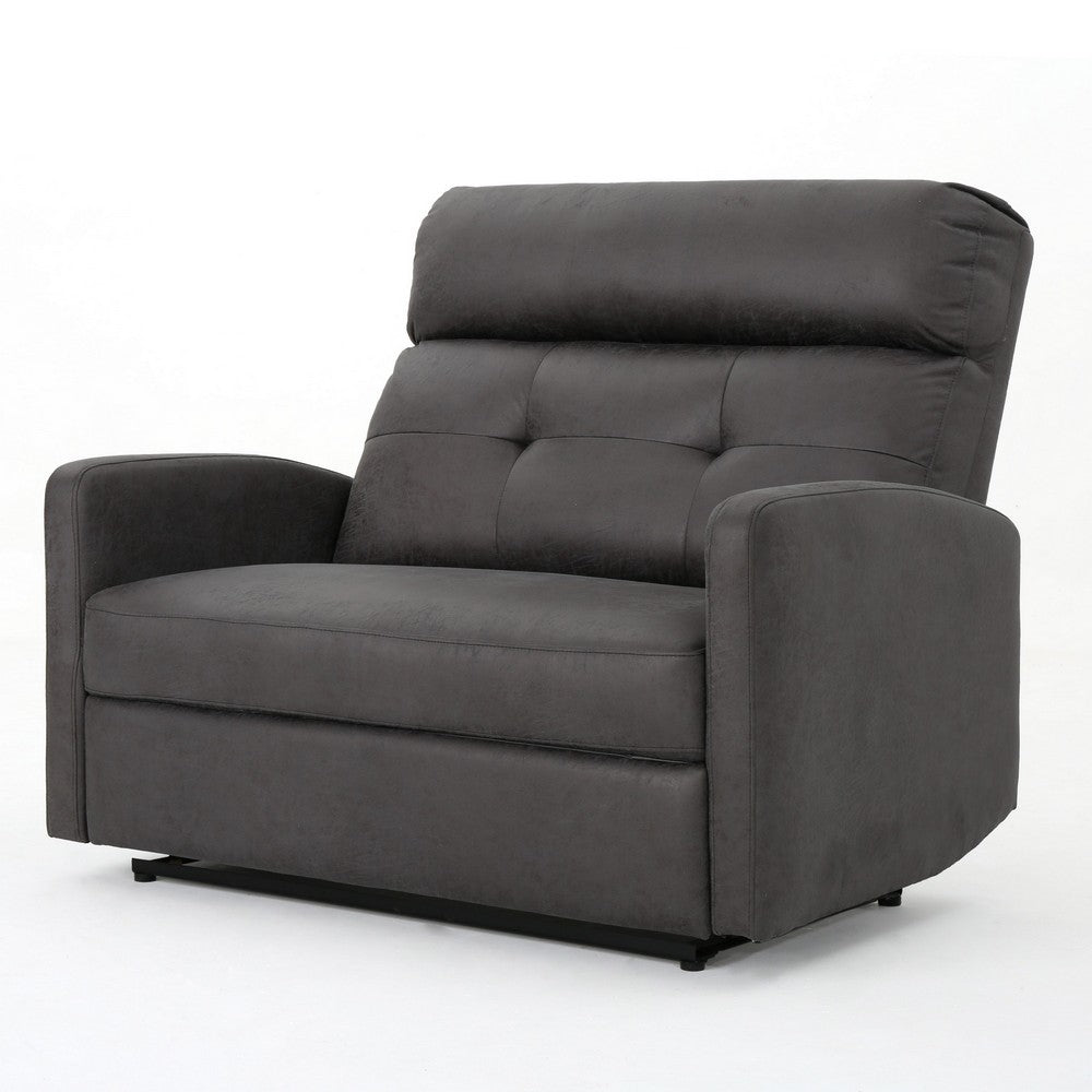 Power Recliner Chair, Oversize Wide Seat, Tufted Slate Gray Microfiber