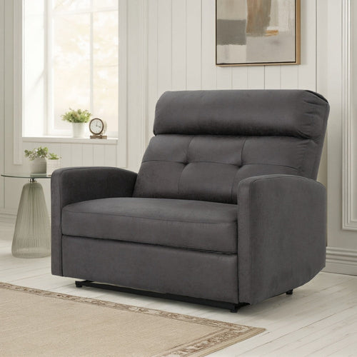 Power Recliner Chair, Oversize Wide Seat, Tufted Slate Gray Microfiber