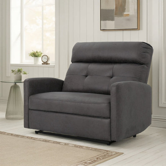 Power Recliner Chair, Oversize Wide Seat, Tufted Slate Gray Microfiber