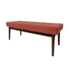 Lam Accent Ottoman Bench, 44" Button Tufted Design, Coral Orange