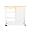 Alex Rolling Kitchen Island Bar Cart with Shelves Brown Wood White BM325993