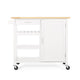 Alex Rolling Kitchen Island Bar Cart with Shelves Brown Wood White BM325993