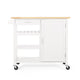 Alex Rolling Kitchen Island Bar Cart with Shelves, Brown Wood, White