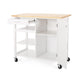 Alex Rolling Kitchen Island Bar Cart with Shelves, Brown Wood, White