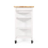 Alex Rolling Kitchen Island Bar Cart with Shelves, Brown Wood, White
