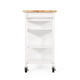 Alex Rolling Kitchen Island Bar Cart with Shelves, Brown Wood, White