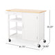 Alex Rolling Kitchen Island Bar Cart with Shelves, Brown Wood, White