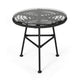 Tee Outdoor Side End Table, 20" Rattan Weave with Glass Top, Gray