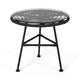 Tee Outdoor Side End Table 20’’ Rattan Weave with Glass Top Gray BM325994