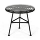 Tee Outdoor Side End Table, 20" Rattan Weave with Glass Top, Gray
