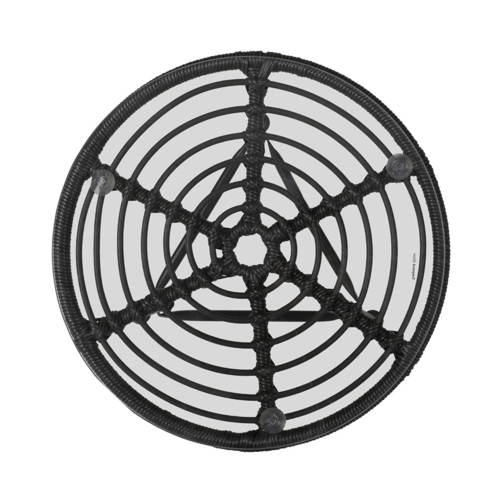 Tee Outdoor Side End Table 20’’ Rattan Weave with Glass Top Gray BM325994