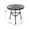 Tee Outdoor Side End Table 20’’ Rattan Weave with Glass Top Gray BM325994