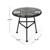 Tee Outdoor Side End Table, 20" Rattan Weave with Glass Top, Gray
