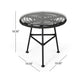 Tee Outdoor Side End Table, 20" Rattan Weave with Glass Top, Gray