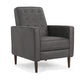 Dupe Manual Recliner Chair, Button Tufted Dark Gray Plush Fabric