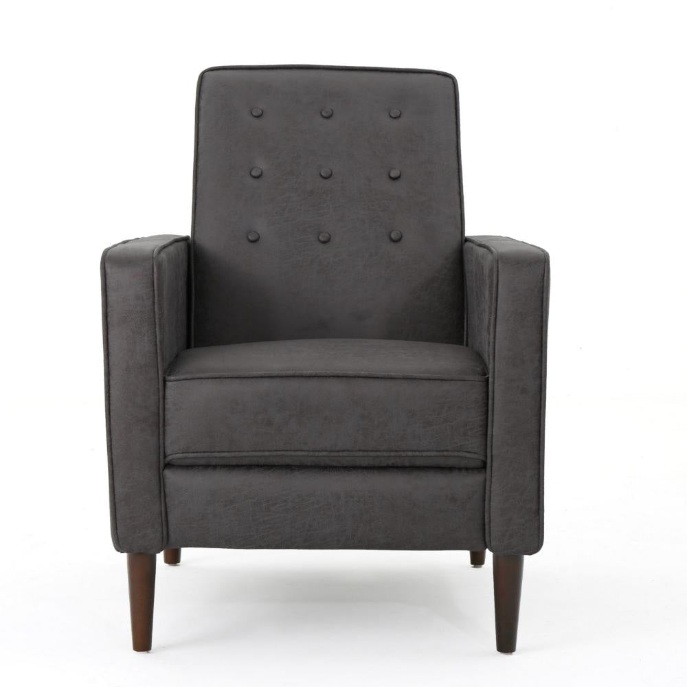 Dupe Manual Recliner Chair Button Tufted Dark Gray Plush Fabric BM325995