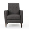 Dupe Manual Recliner Chair, Button Tufted Dark Gray Plush Fabric