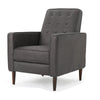 Dupe Manual Recliner Chair, Button Tufted Dark Gray Plush Fabric