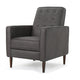 Dupe Manual Recliner Chair, Button Tufted Dark Gray Plush Fabric