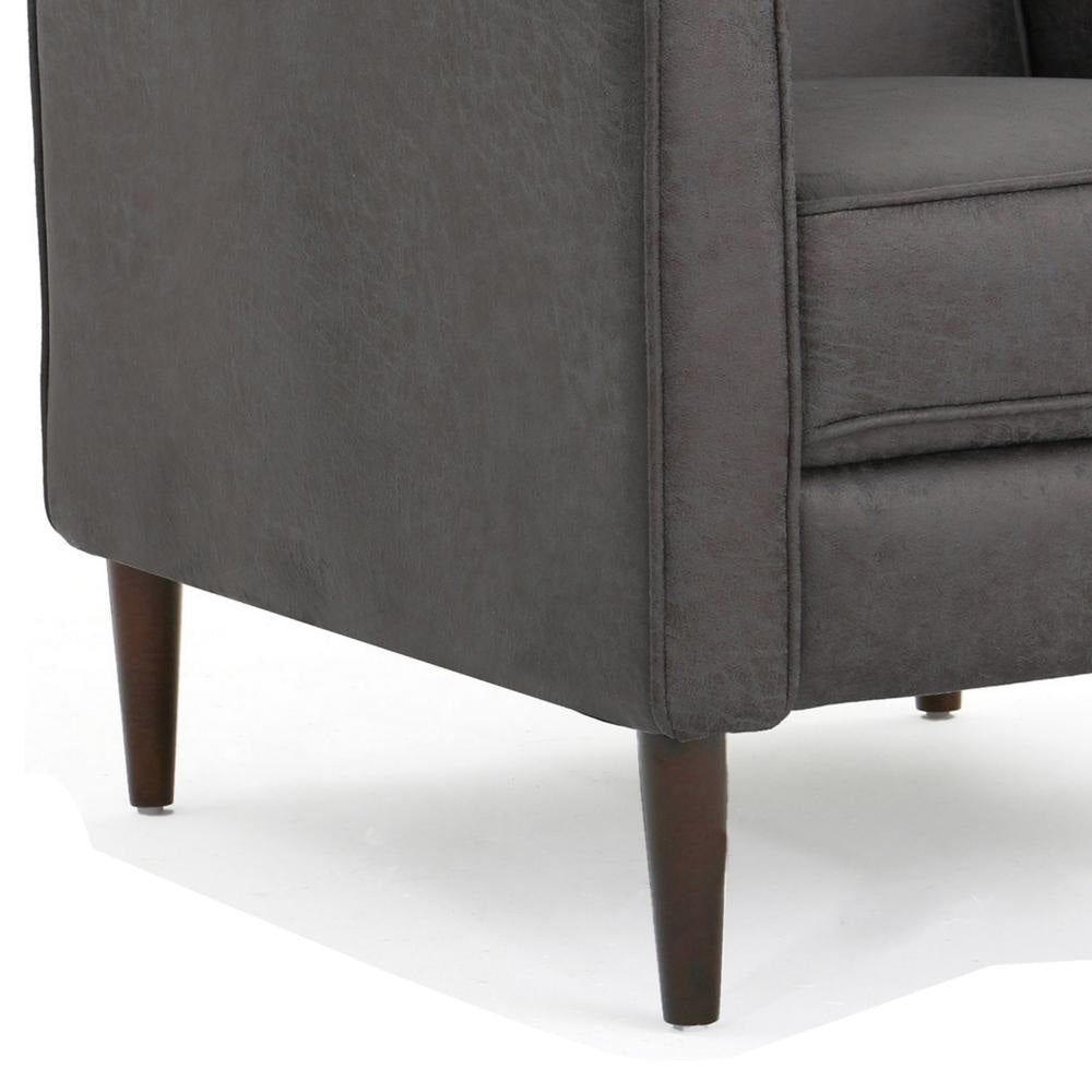Dupe Manual Recliner Chair Button Tufted Dark Gray Plush Fabric BM325995