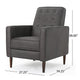 Dupe Manual Recliner Chair Button Tufted Dark Gray Plush Fabric BM325995