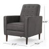 Dupe Manual Recliner Chair, Button Tufted Dark Gray Plush Fabric