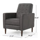 Dupe Manual Recliner Chair, Button Tufted Dark Gray Plush Fabric