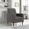 Dupe Manual Recliner Chair, Button Tufted Dark Gray Plush Fabric