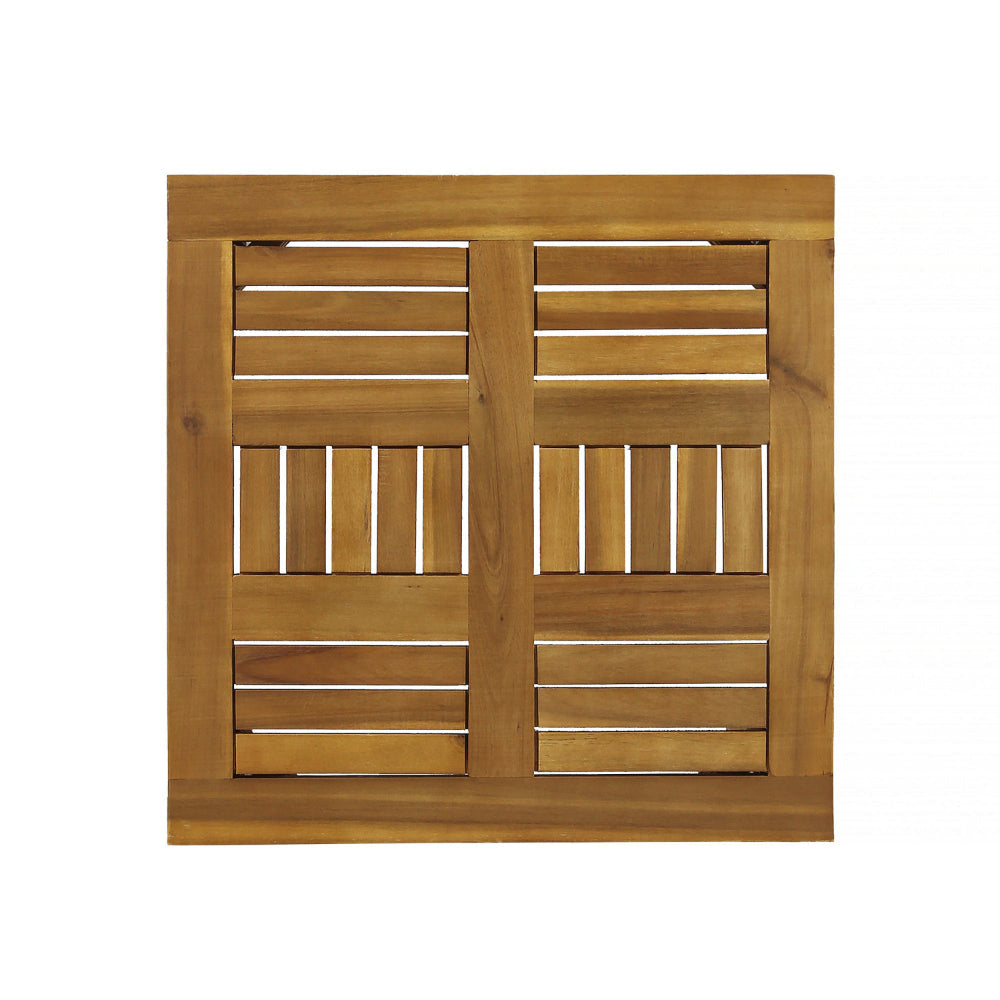 Bops Outdoor Side End Table 20’’ Square Natural Brown Acacia Wood BM325996