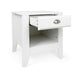 Crown Bedside Nightstand, 21", 1 Drawer and Compartment, White MDF