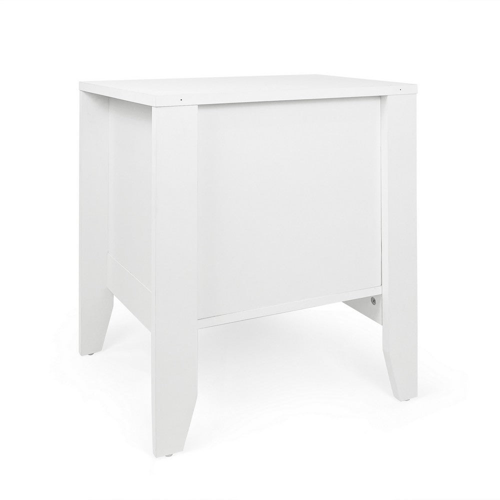 Crown Bedside Nightstand, 21", 1 Drawer and Compartment, White MDF