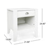 Crown Bedside Nightstand 21’’ 1 Drawer and Compartment White MDF BM325997